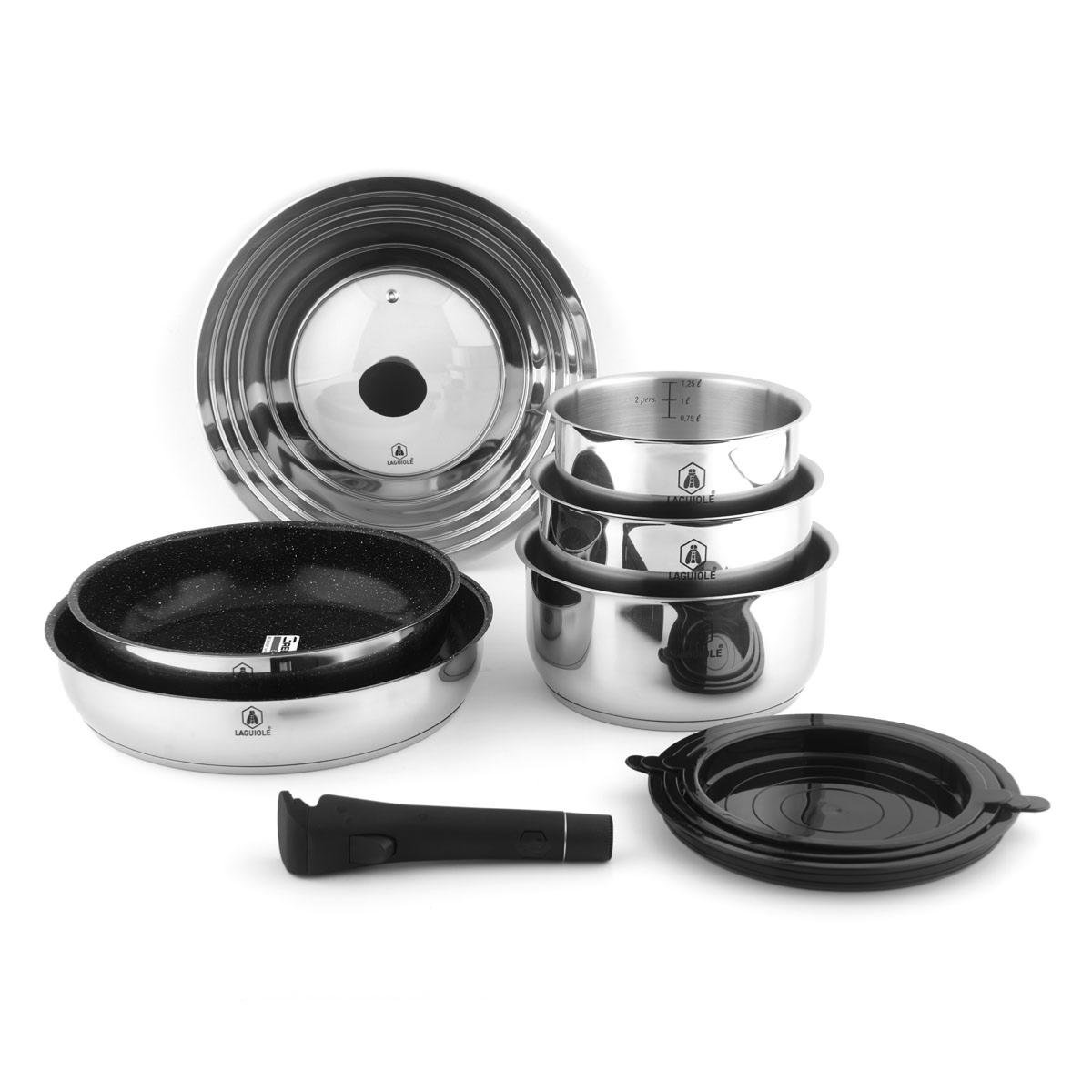 Set de 10 pièces amovible antiadhésif - "Réactif" couleur unique, LAGUIOLE CUISSON