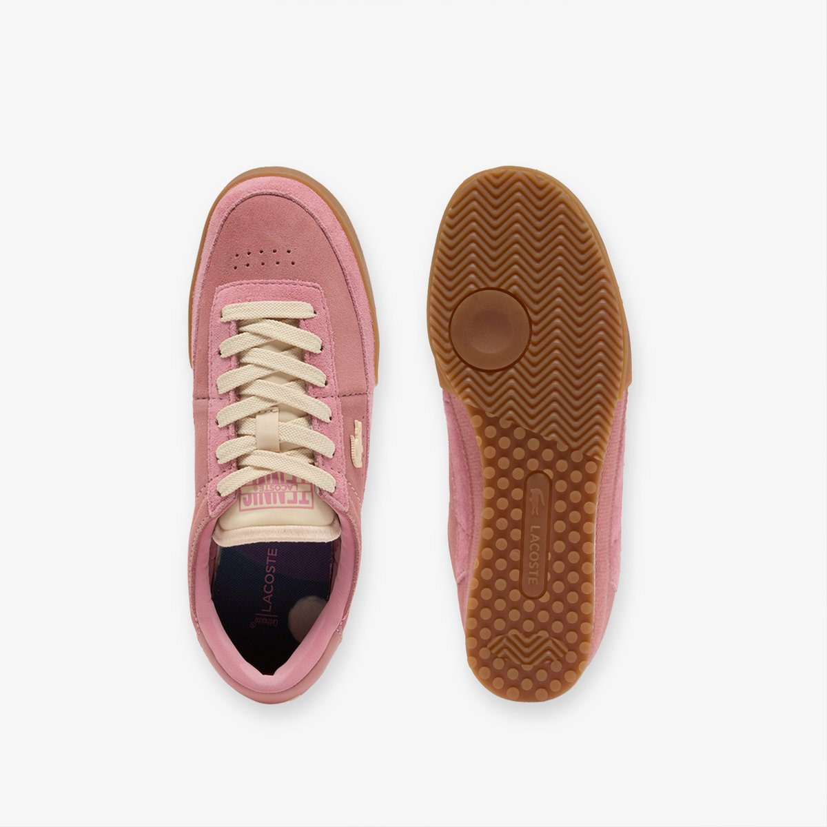 Sneakers Aura femme en suède rose-ajx, LACOSTE