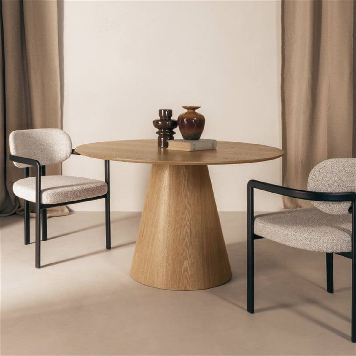 Table à manger ronde collection NORAN en bois bois naturel, RECOLLECTION