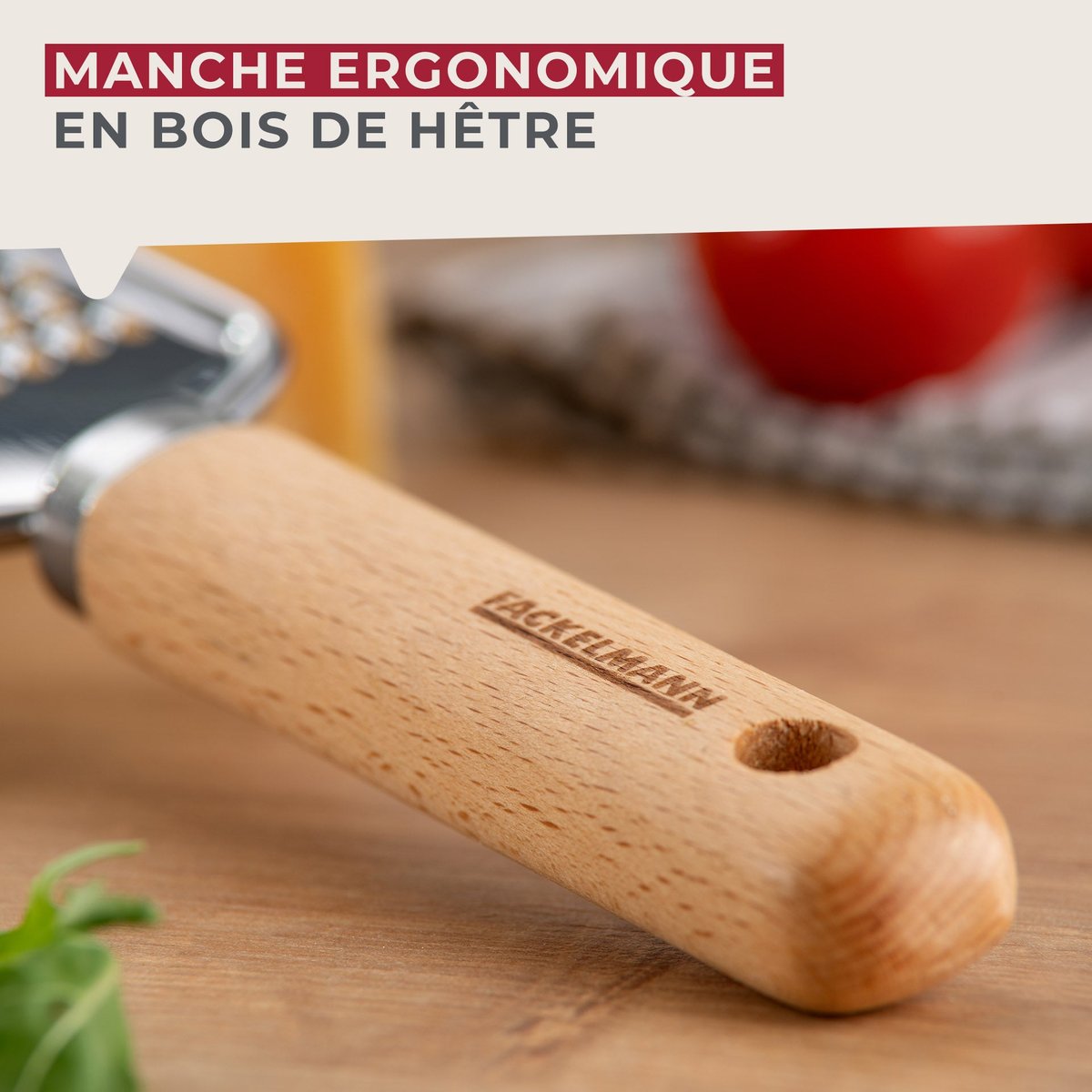 Râpe à fromage manuelle PIZZA & PASTA bois brun, FACKELMANN