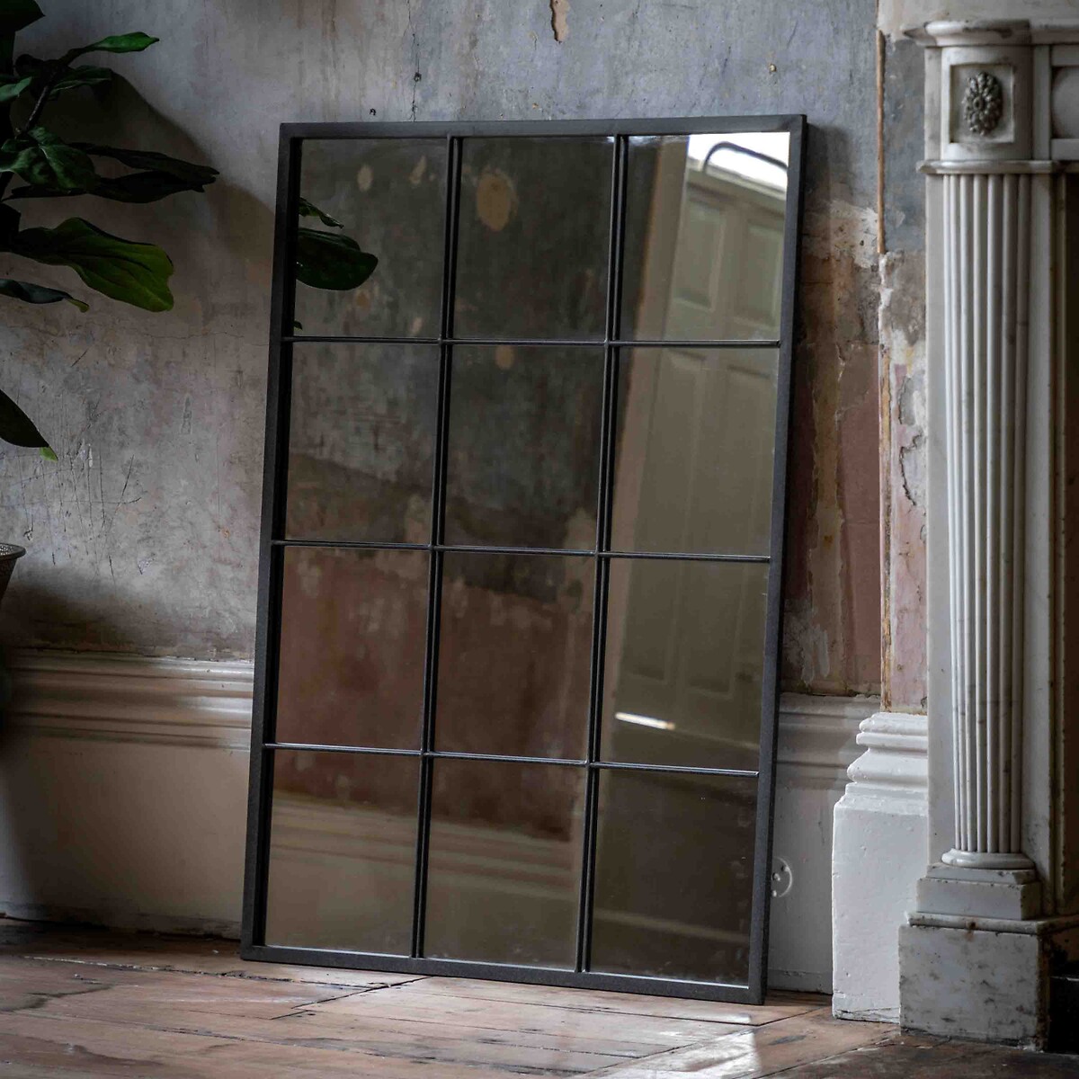 80x110cm Clifton Window Pane Mirror black, ÉDITÉ