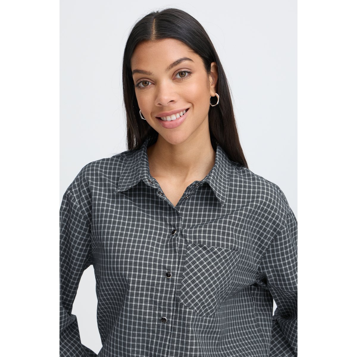 Chemise à manches longues, coupe droite gris asphalt, B.YOUNG
