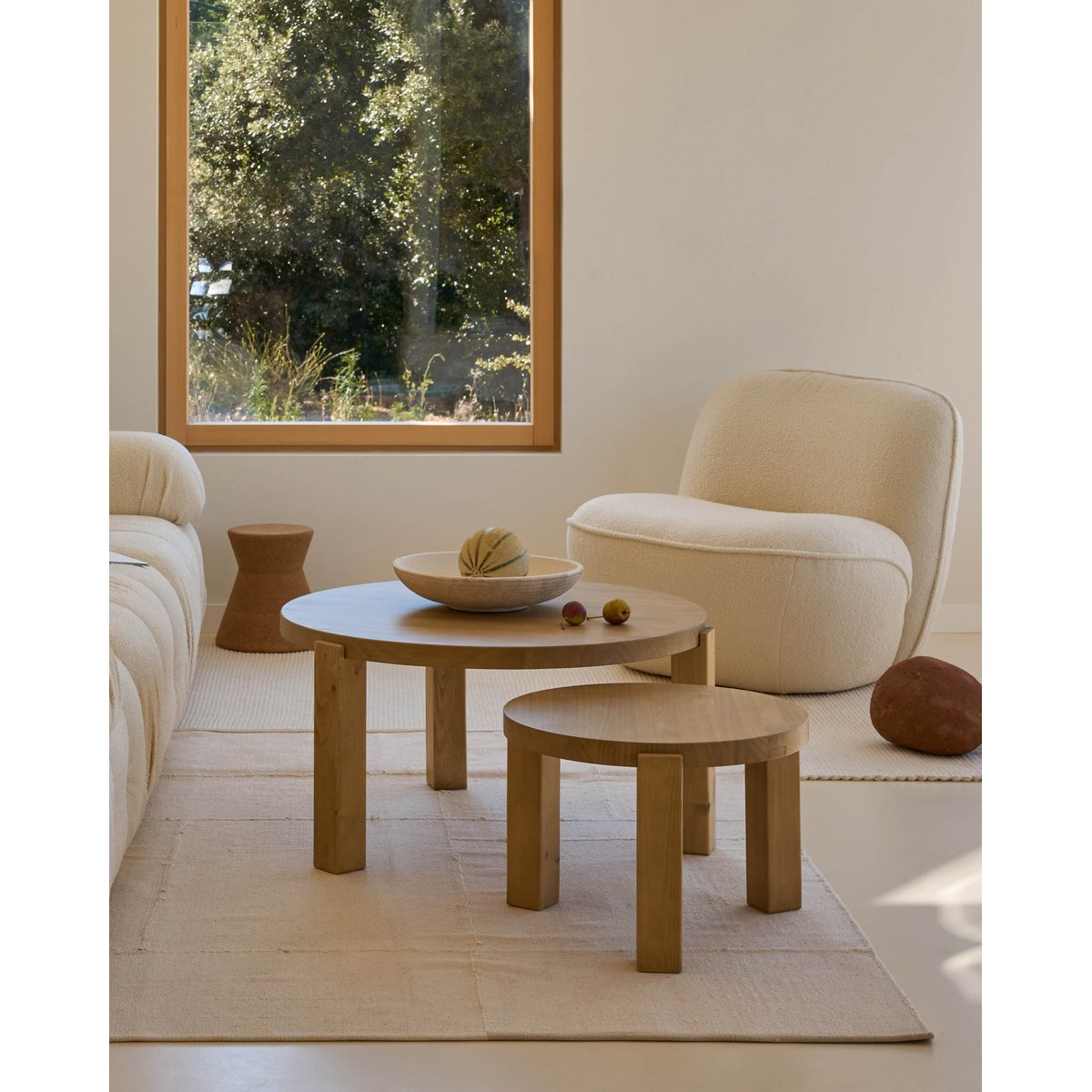 Table basse en bois massif de pin 80x42 cm - MYRE naturel, HANNUN