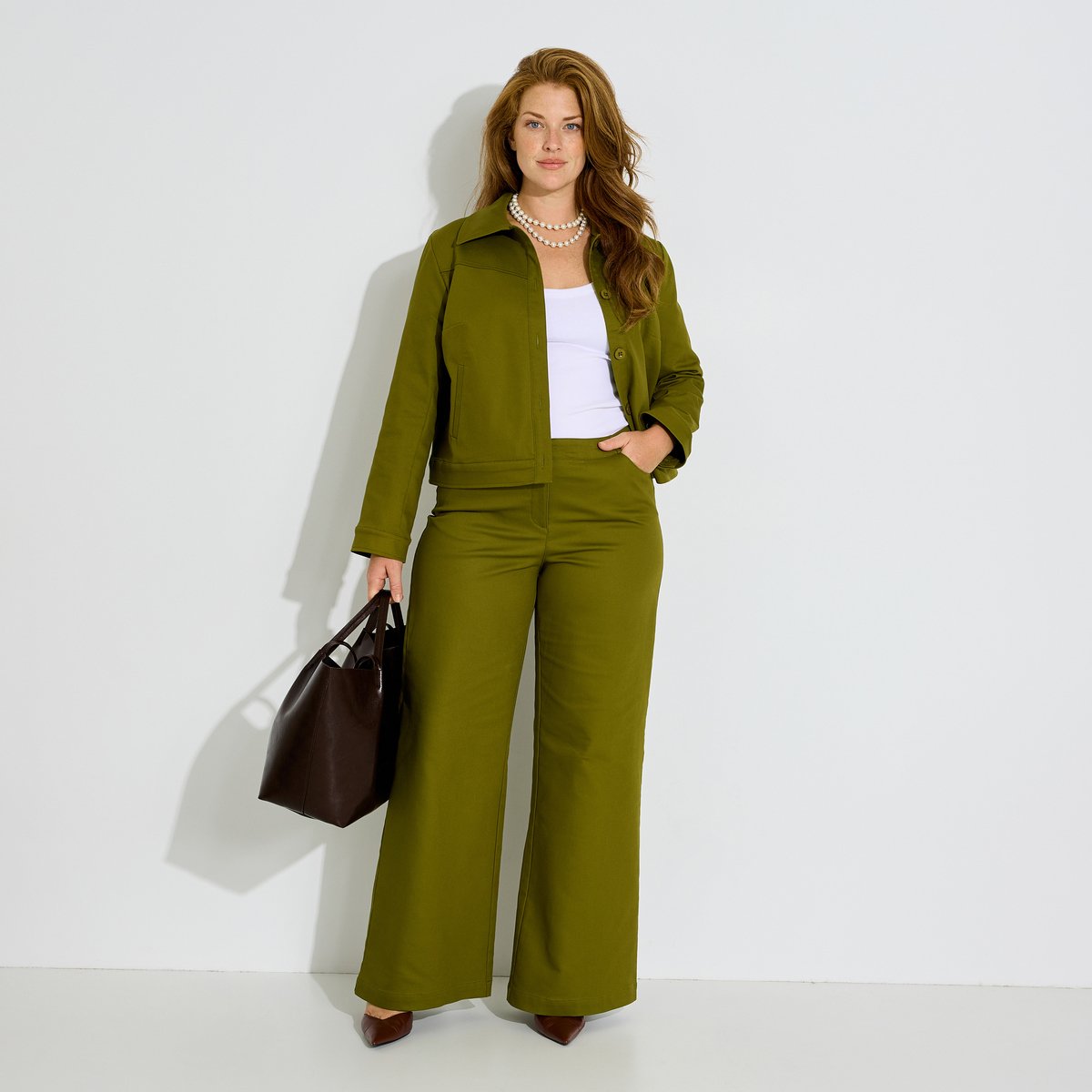 Pantalon structuré large vert kaki, GRAIN DE MALICE