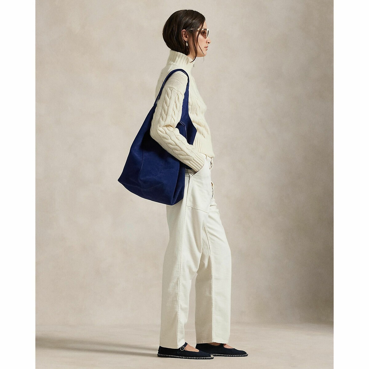 Zip-up jumber in wool and cashmere cable knit cream, POLO RALPH LAUREN