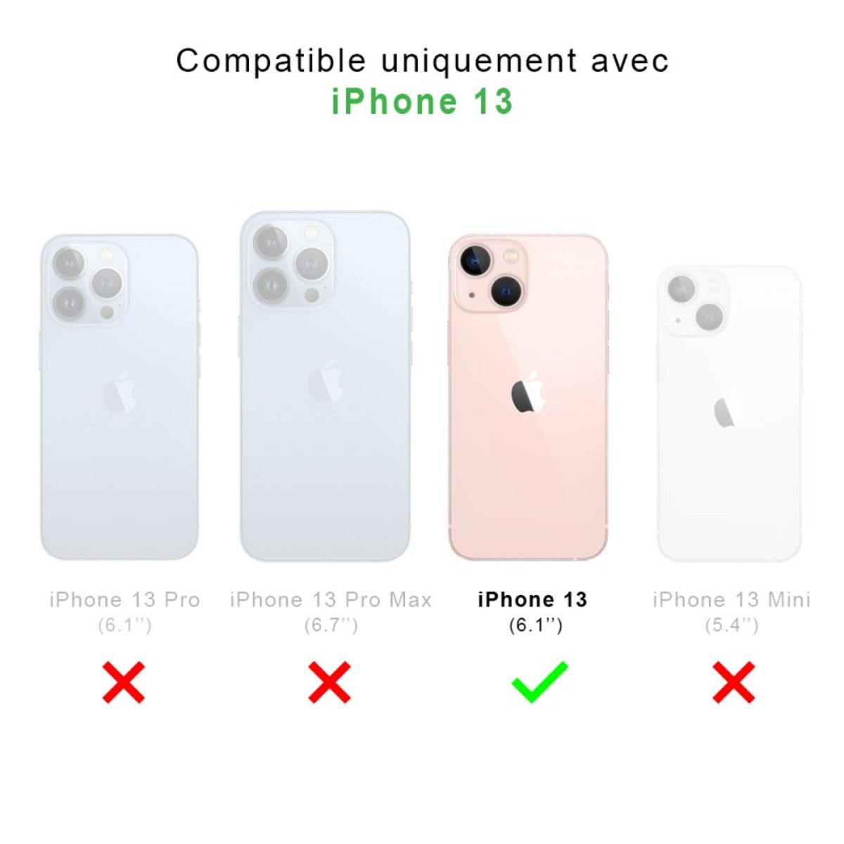 Coque Anti-choc compatible Magsafe pour iPhone 13 Transparente + 2 protections écran et 2 protections objectif caméra transparent, EVETANE
