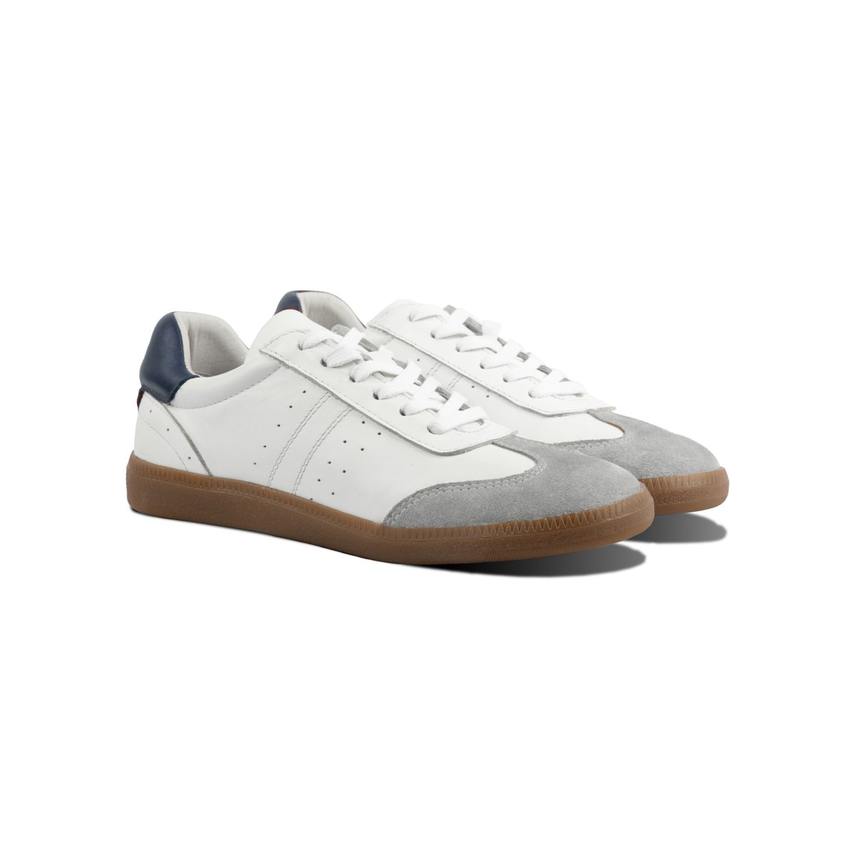 Tennis lacet Alba cuir blanc/gris, JULES & JENN