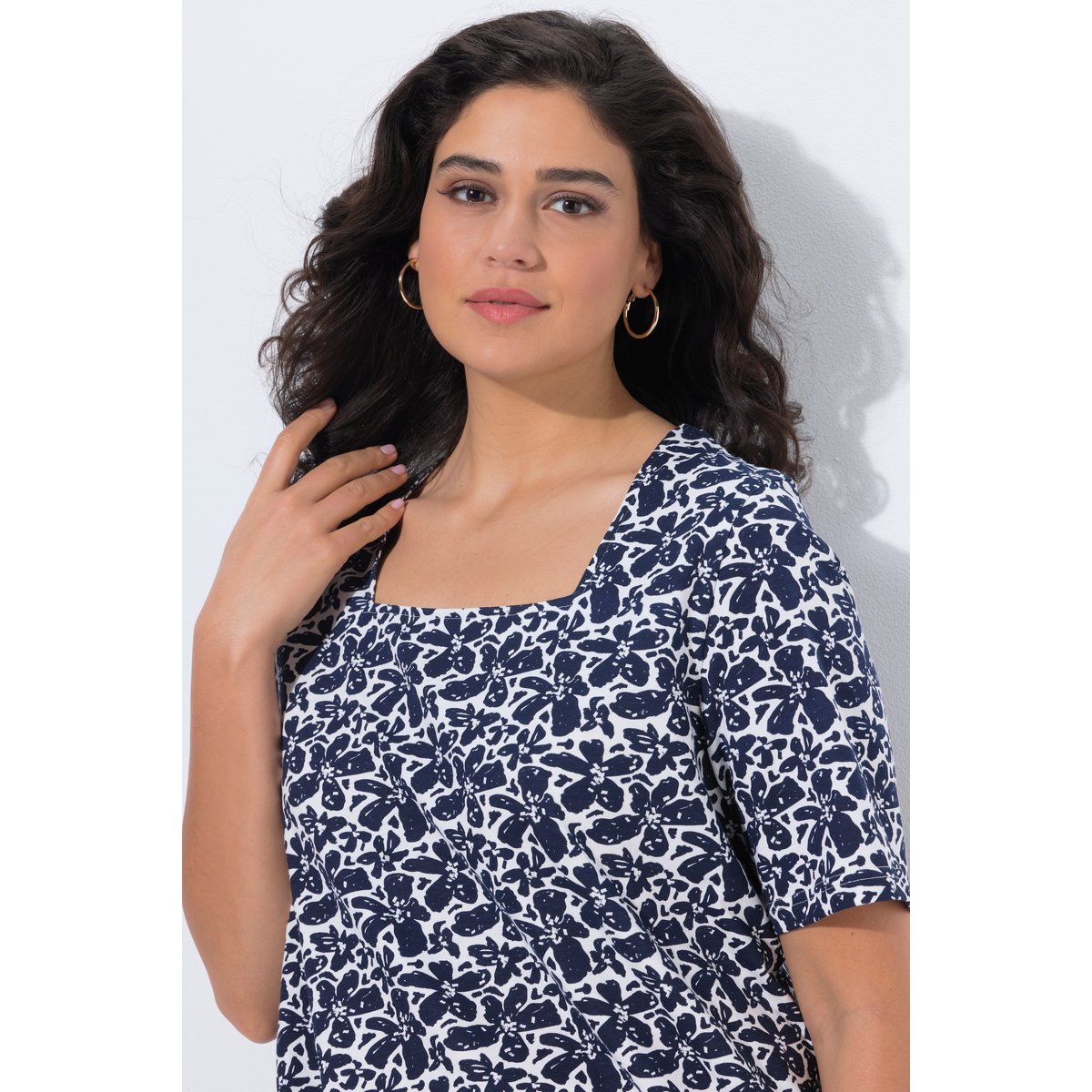 T-shirt long marine, ULLA POPKEN