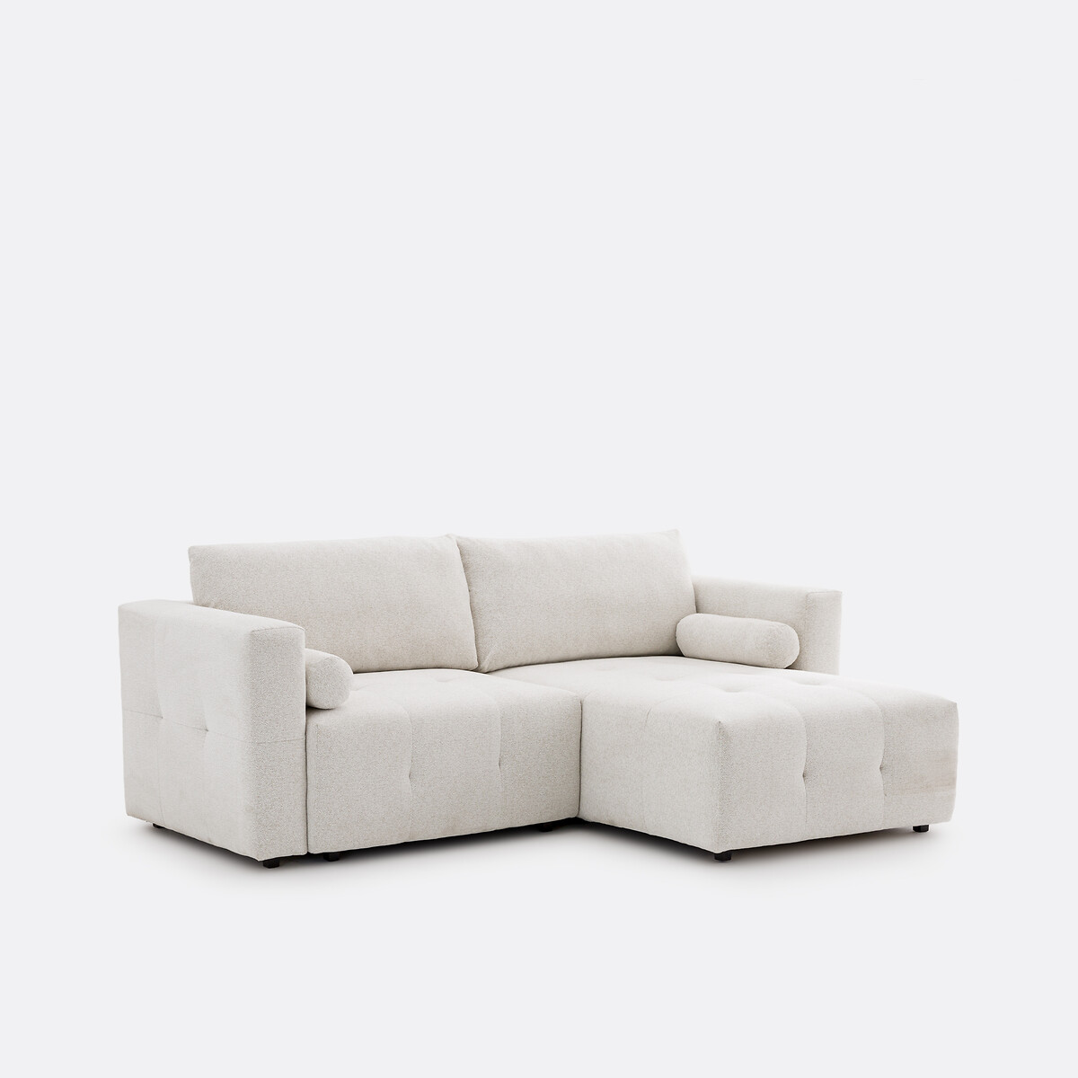 Umkehrbares Ecksofa, umwandelbar, 3-Sitzer, aus melierter Chenille, MASI ecru, LA REDOUTE INTERIEURS
