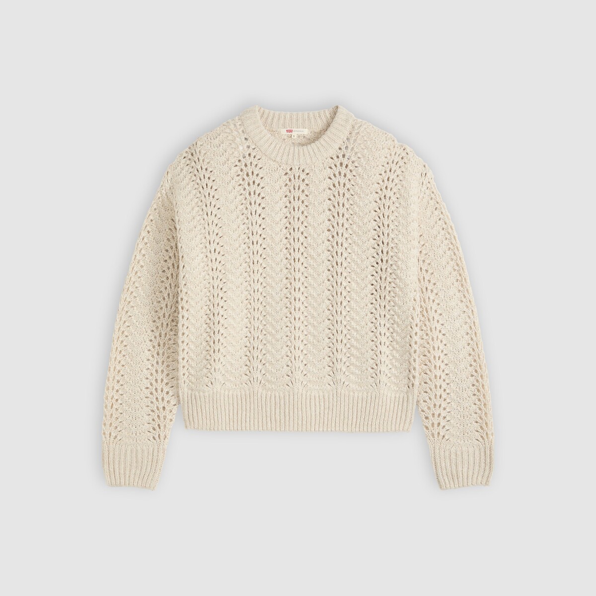 Pull maille pointelle col rond ecru/doré, LEVI'S