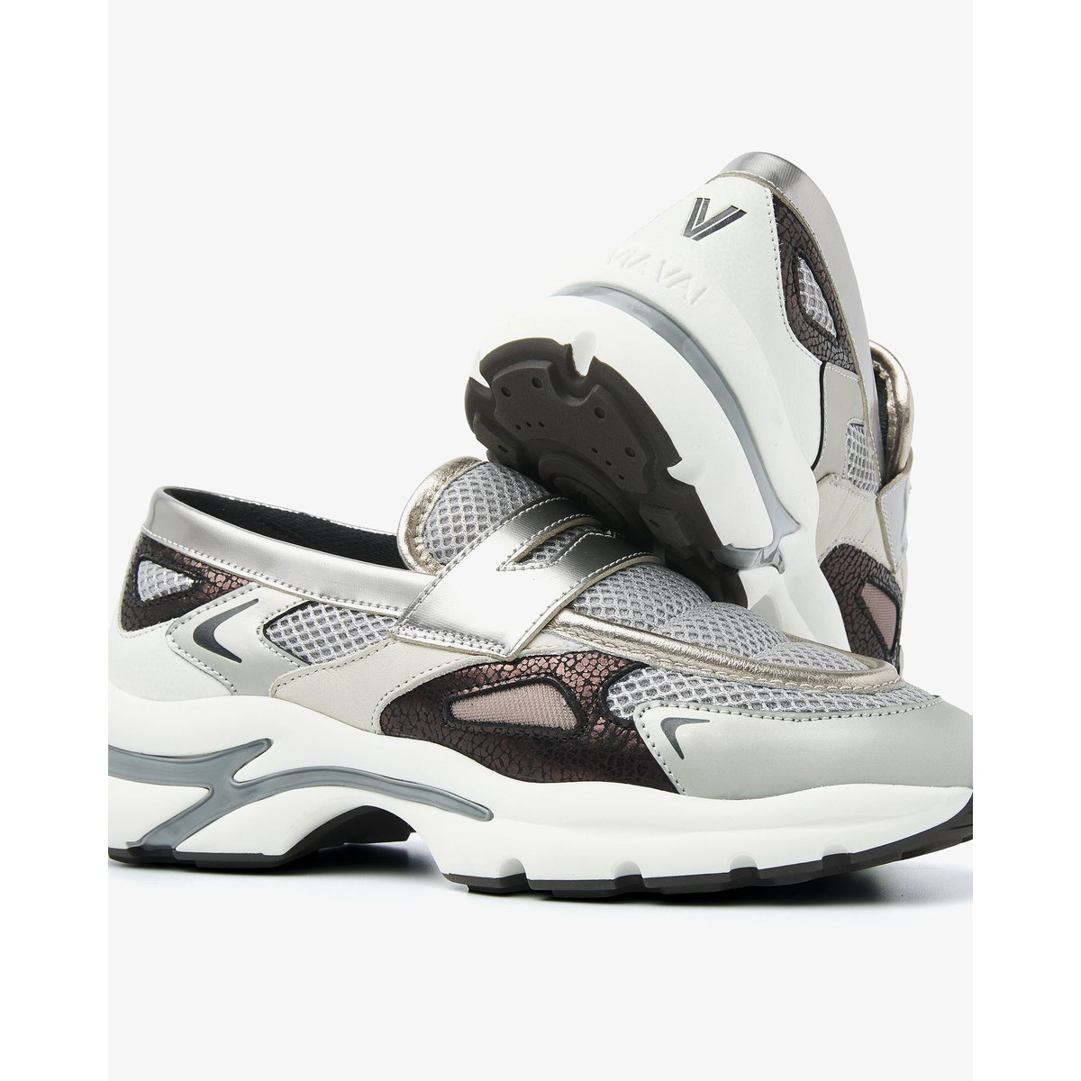 Mocassins VESPER LANA bordeaux,argent,multicolore,métallique,gris, VIA VAI