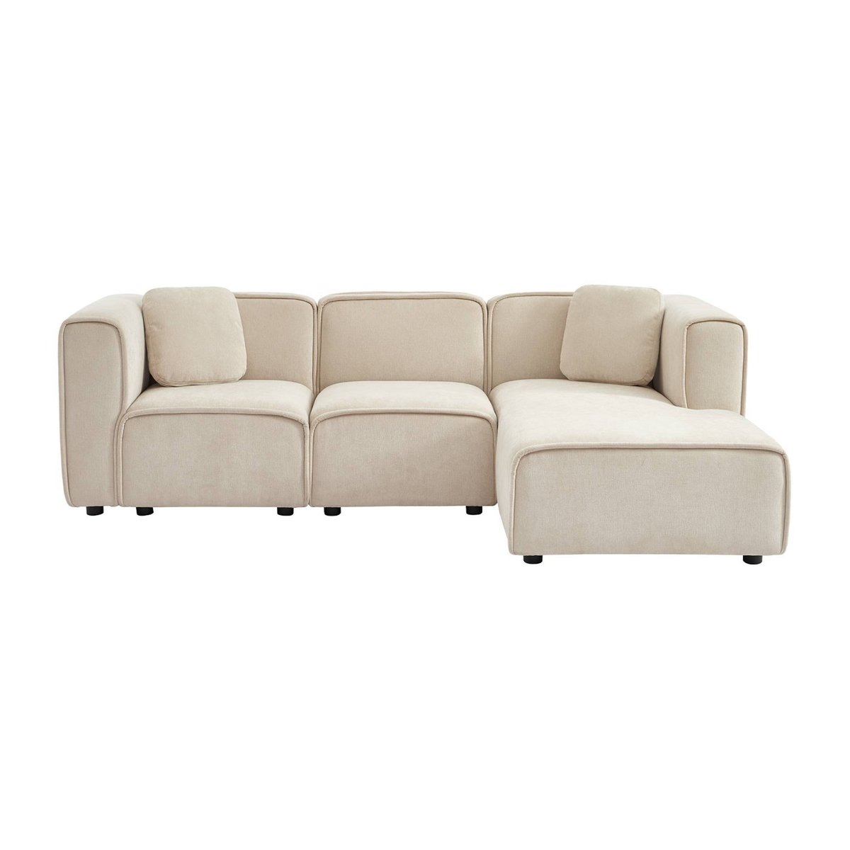 Canapé d'angle droit 3 places tissu LESTER beige, SWEEEK