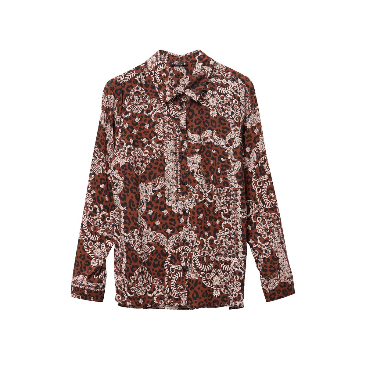 Chemise fluide manches longues marron, BREAL