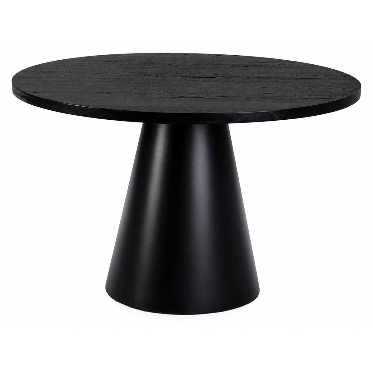 Table à manger ronde en cèdre et métal noir, RECOLLECTION