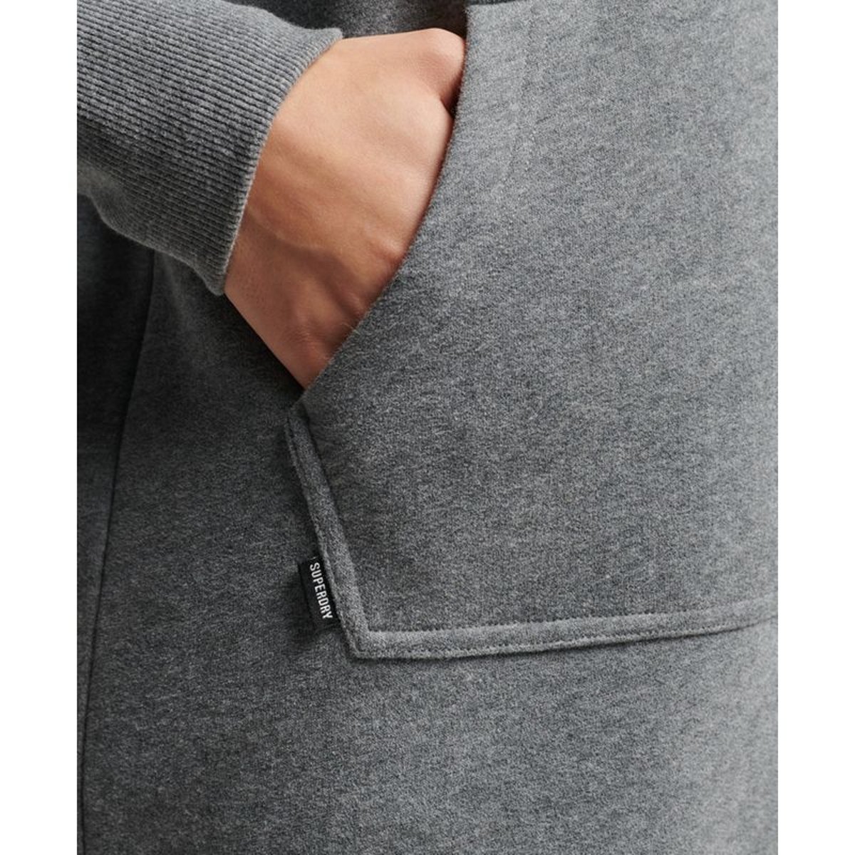 Robe sweat à capuche brodée Vintage Logo anthracite profond chiné, SUPERDRY