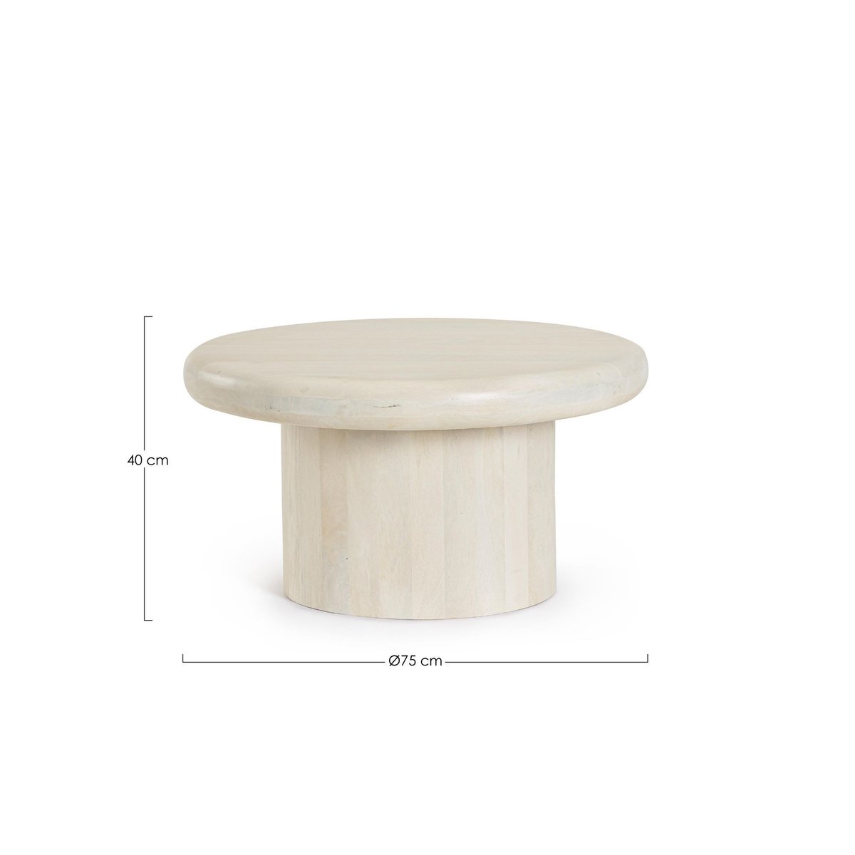 Table basse de salon ronde en bois de manguier D75 - JUAREZ beige, HELLIN, DEPUIS 1862