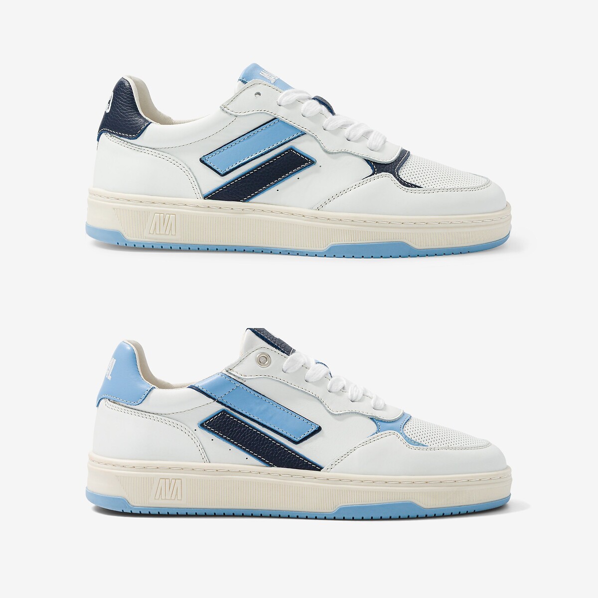 Baskets en cuir Flow blanc/bleu, CAVAL