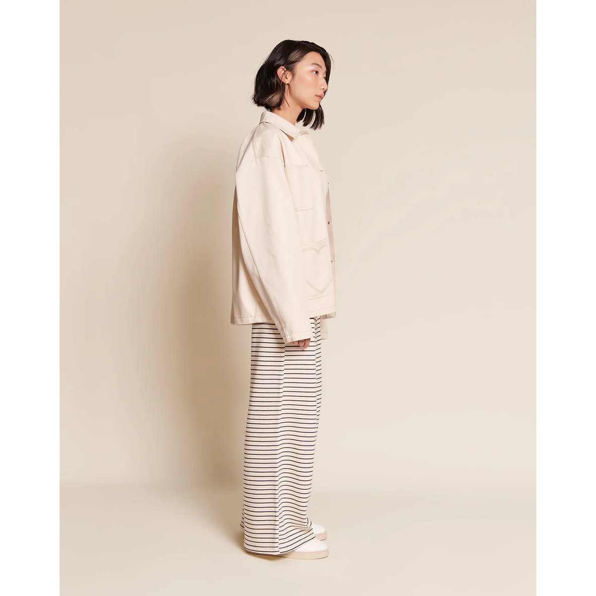 Pantalon en coton bio, PAULINE beige - crème/bleu, EMOI EMOI