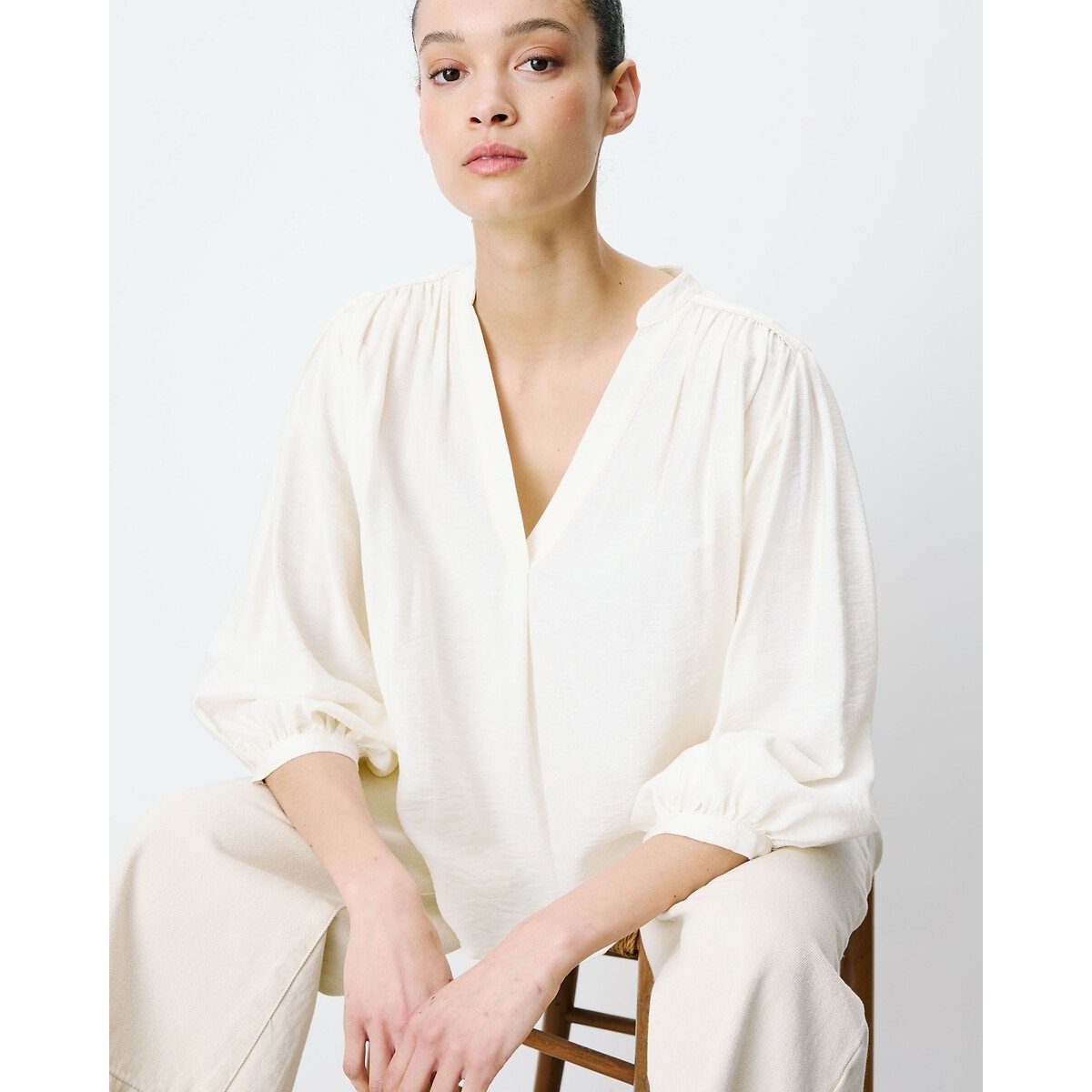 Blouse ample manches 3/4, AURIANE ecru, GRACE & MILA