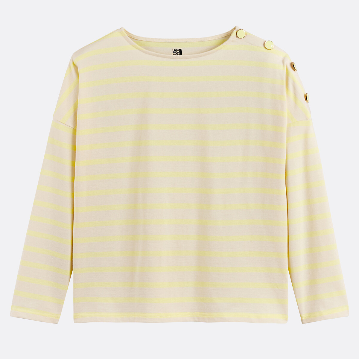 T-shirt marinière volume loose, Signature AIMIE rayé jaune/blanc, LA REDOUTE COLLECTIONS