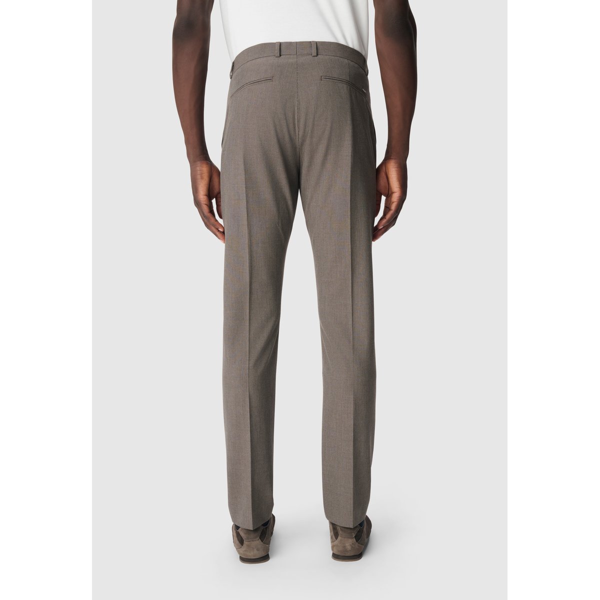Pantalon de costume motif pied-de-puce marron havane, IKKS
