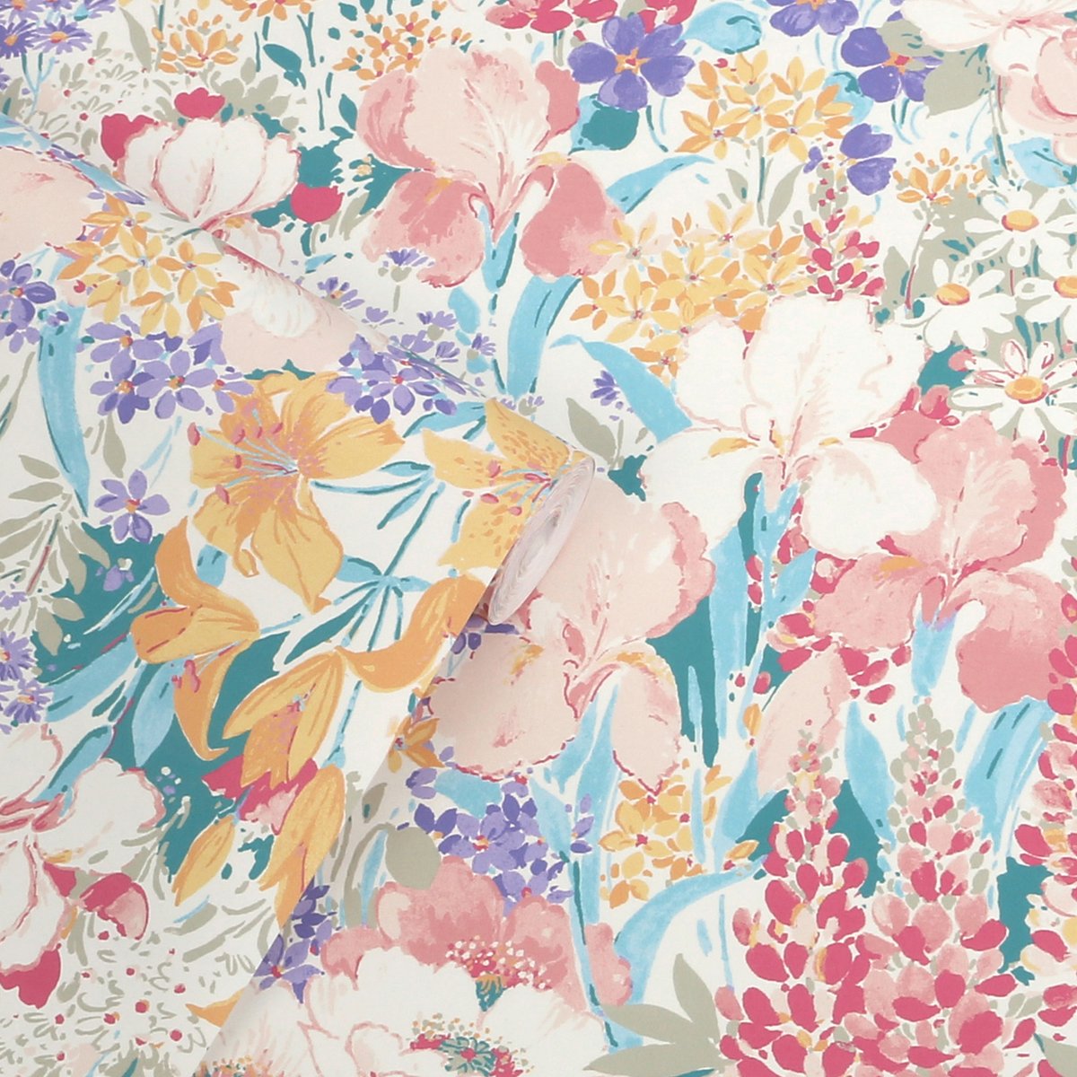Papier peint Fleurs des champs Everingham Meadow multicolore, LAURA ASHLEY