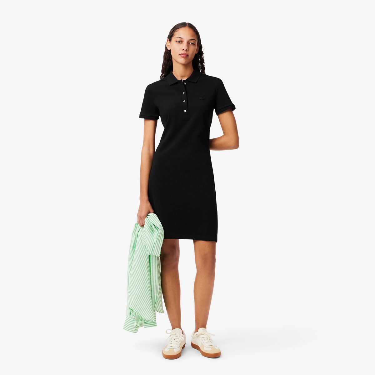Robe polo slim fit en mini Piqué stretch noir-031, LACOSTE