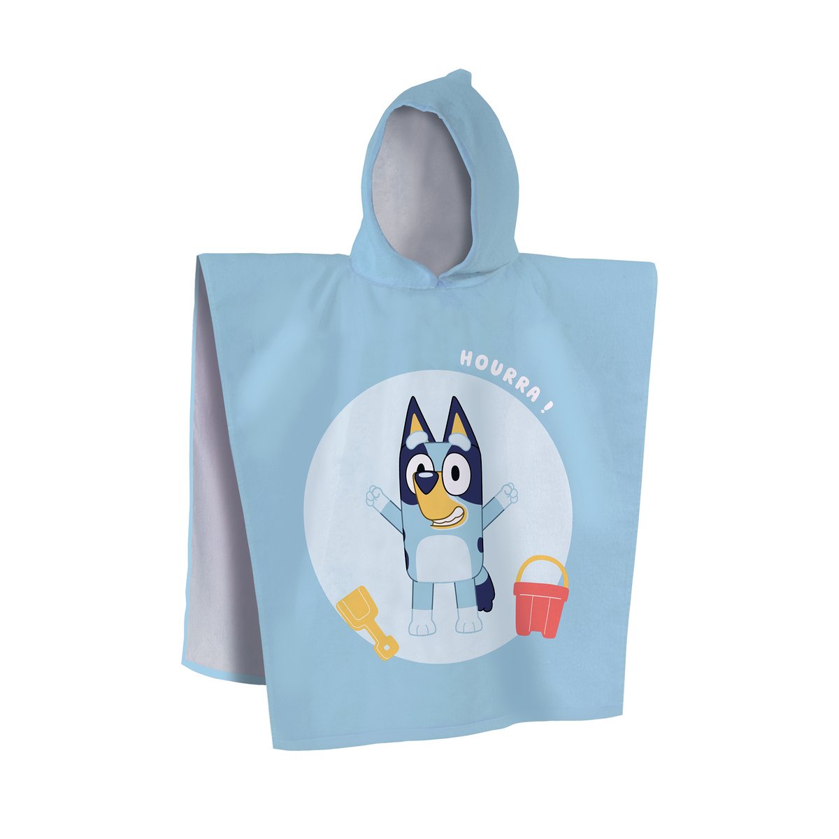 Cape de bain imprimée 100% coton, HOURRA bleu ciel, BLUEY