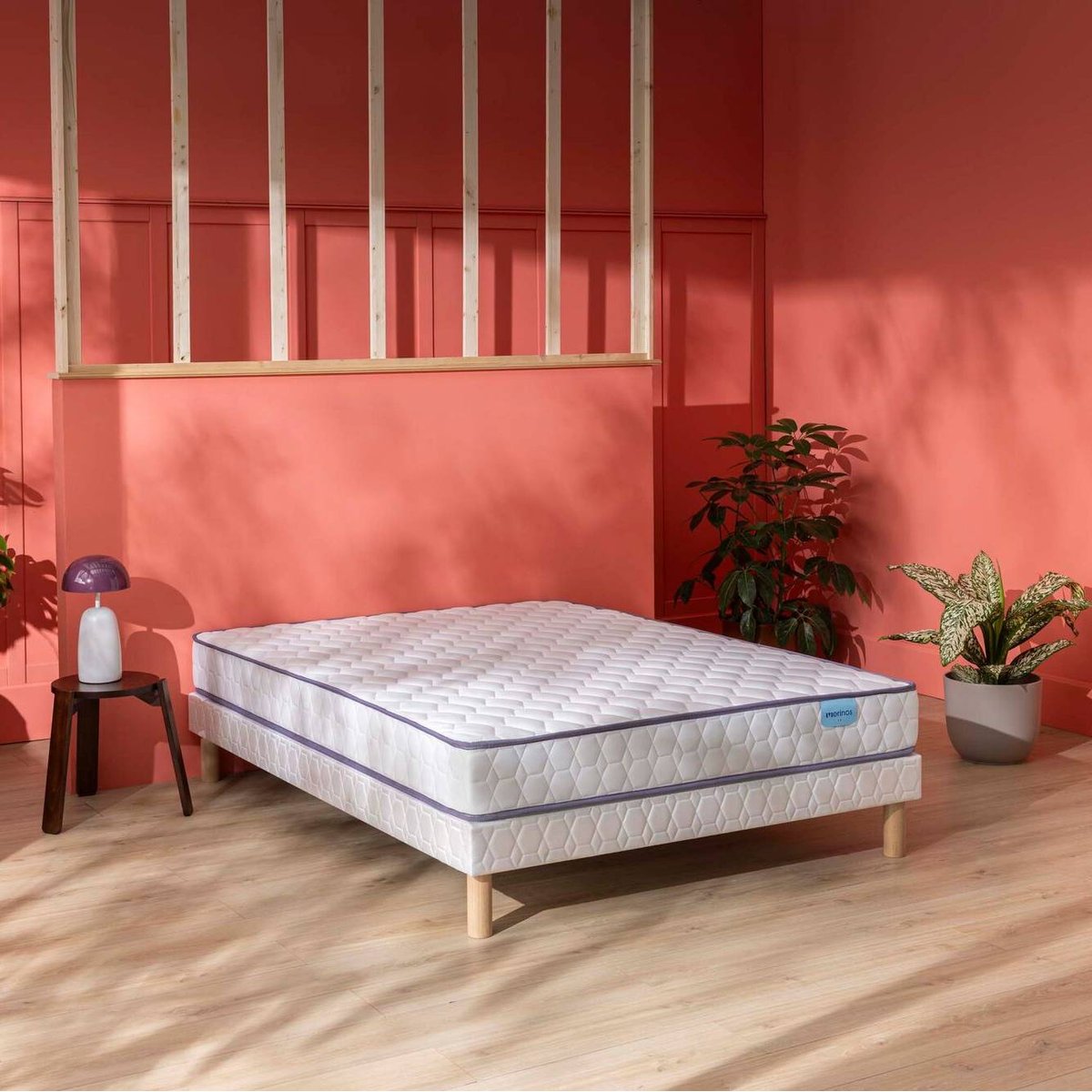 Ensemble sommier et matelas - NATTY blanc, MERINOS