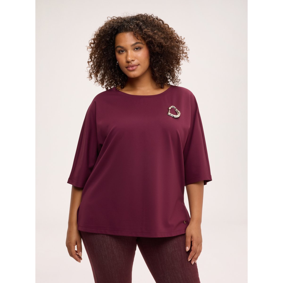Sweat avec application burgundy, FIORELLA RUBINO