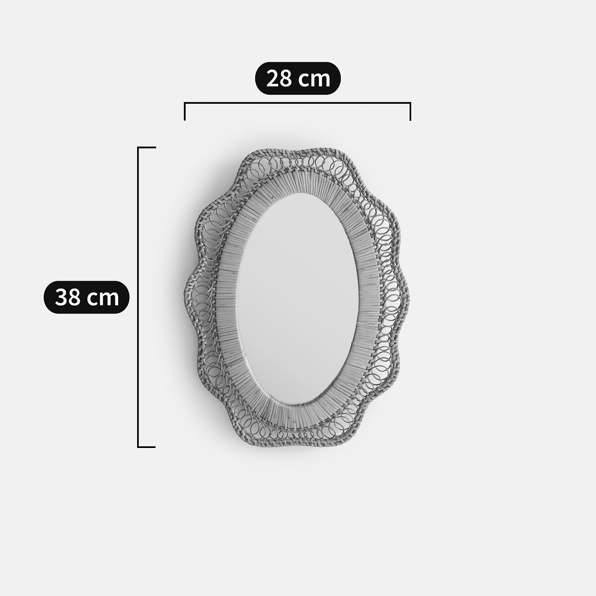 Miroir forme fleur, rotin, diamètre 28 cm, ROZA naturel, LA REDOUTE INTERIEURS