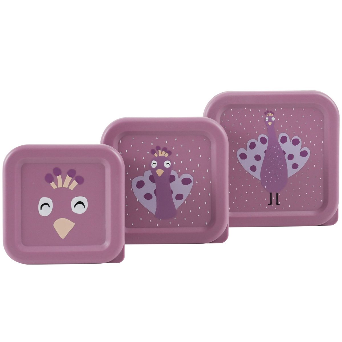 Lot de 3 boîtes à goûter violet, blanc, TRIXIE