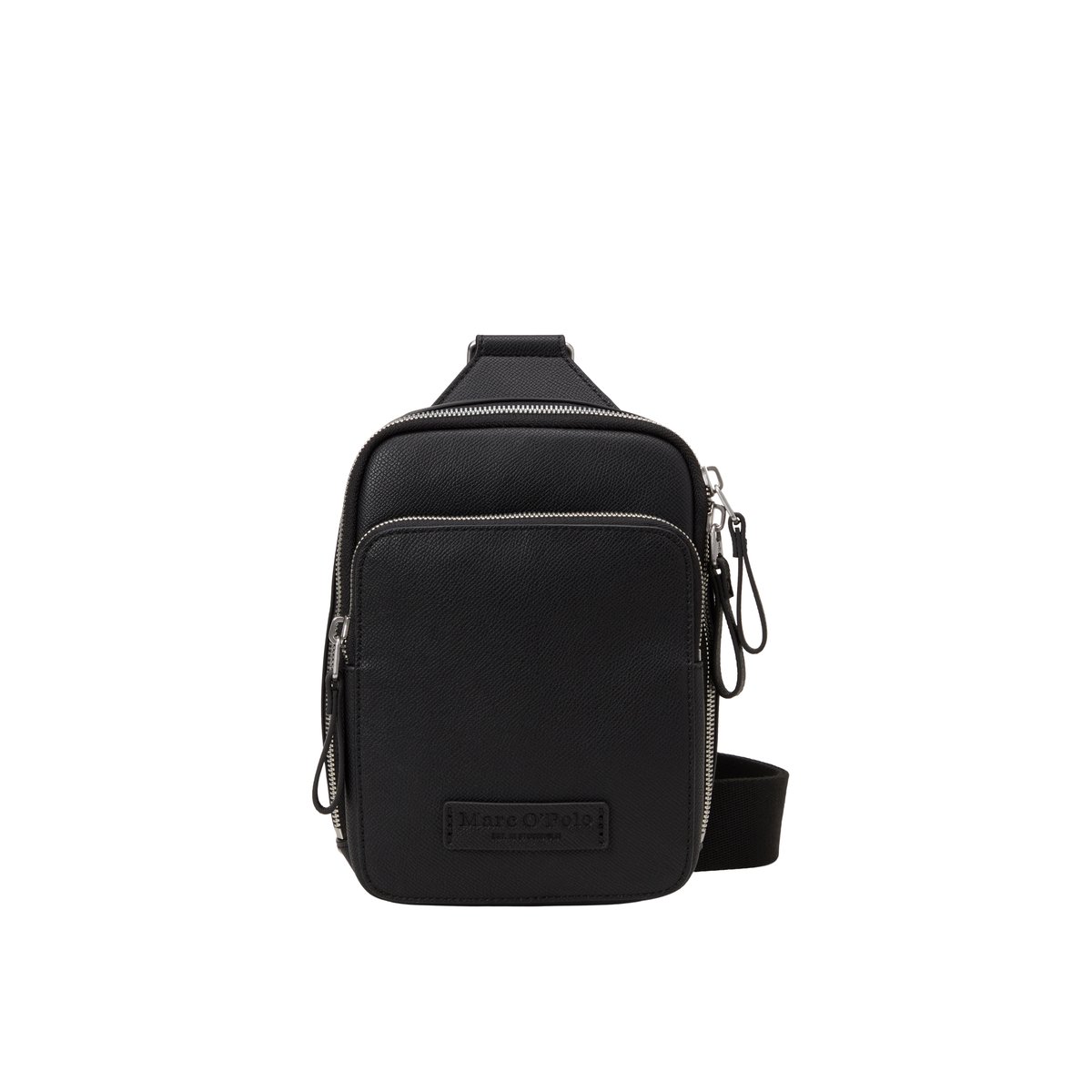 Sac à bandoulière modèle Fredrik fabriqué à partir d'un substitut de cuir en polyester recyclé noir, MARC O'POLO