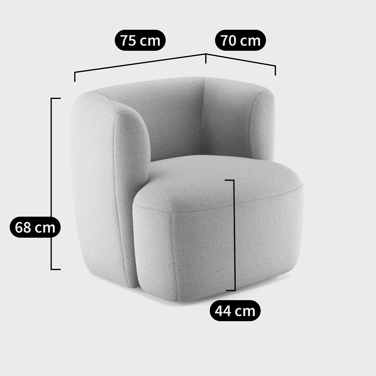 Fauteuil bouclette épaisse Nidou ecru, LA REDOUTE INTERIEURS