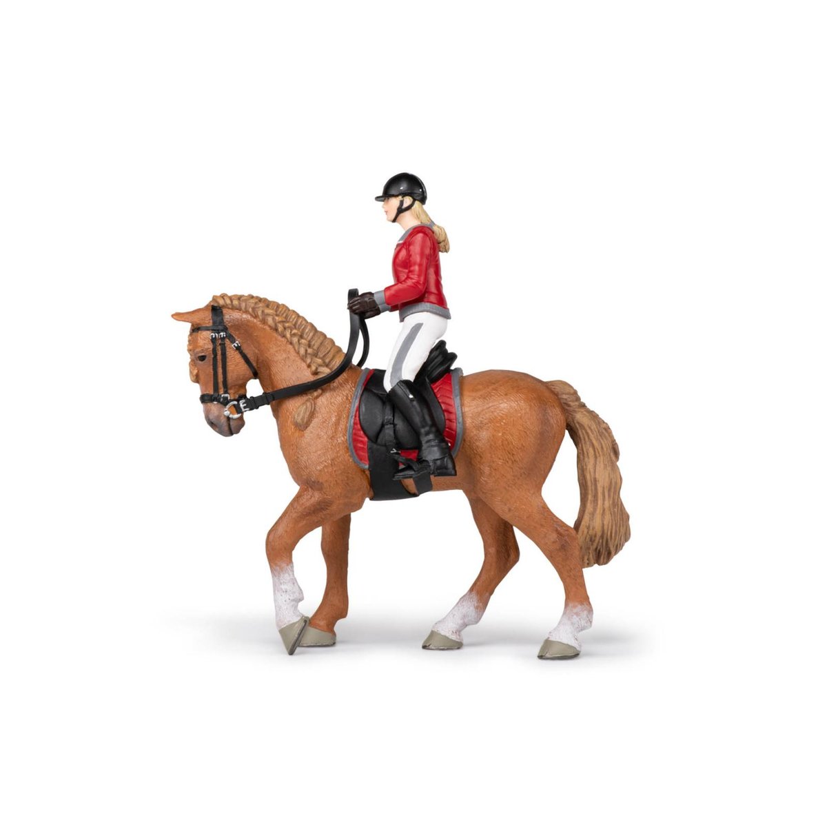Figurine Cheval de promenade et sa cavalière marron, PAPO