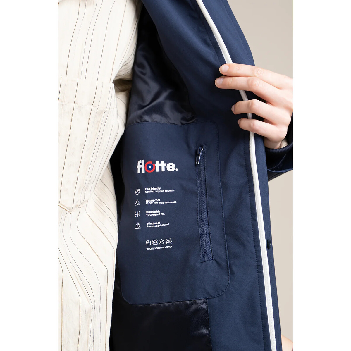 Parka imperméable mi-longue BEAUBOURG indigo, FLOTTE