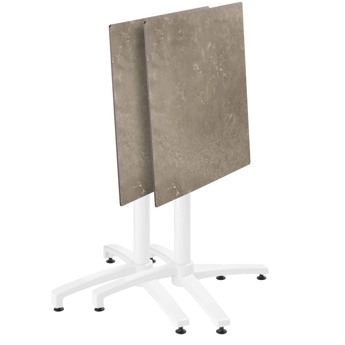 Table 60x60 cm inclinable stratifiée avec pied blanc et chaises en métal, OPERA blanc, OVIALA