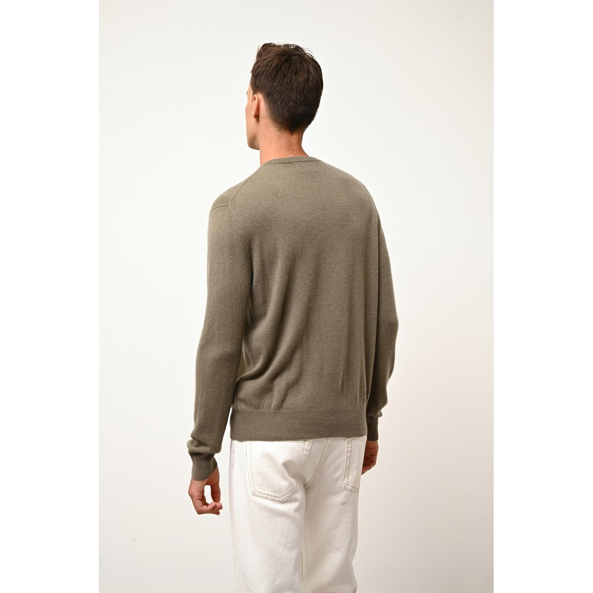 Pull Col Rond Army Howard kaki, JUST CASHMERE