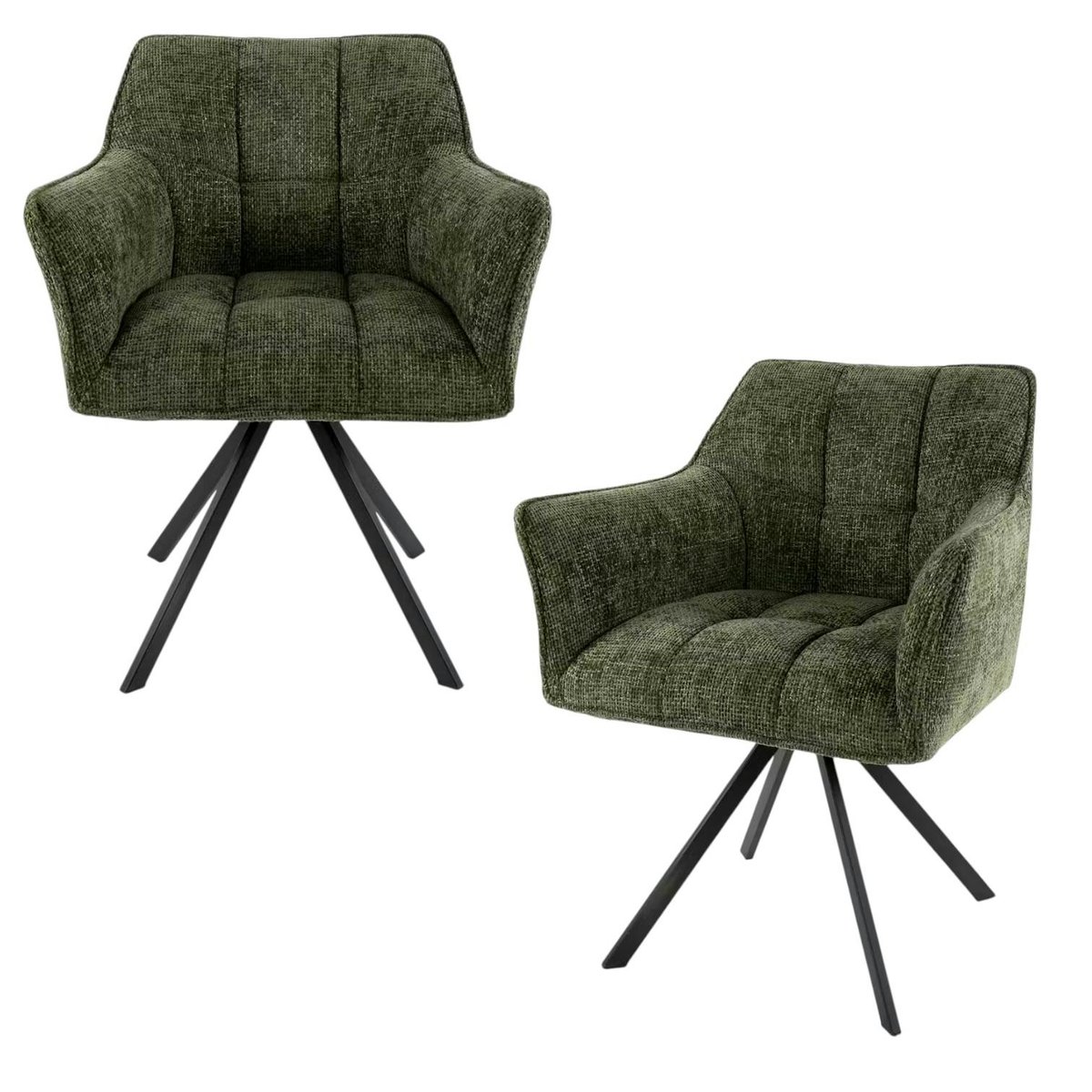 Fauteuil de table pivotant (lot de 2) MELBOURNE vert chiné, PIER IMPORT