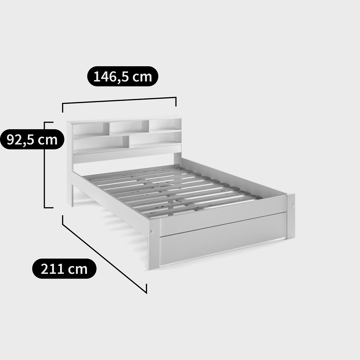 Lit en pin massif et MDF, avec sommier Nikko blanc, LA REDOUTE INTERIEURS