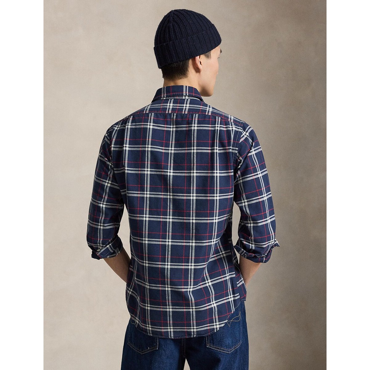 Chemise Oxford ajustée, écossaise carreaux marine, POLO RALPH LAUREN