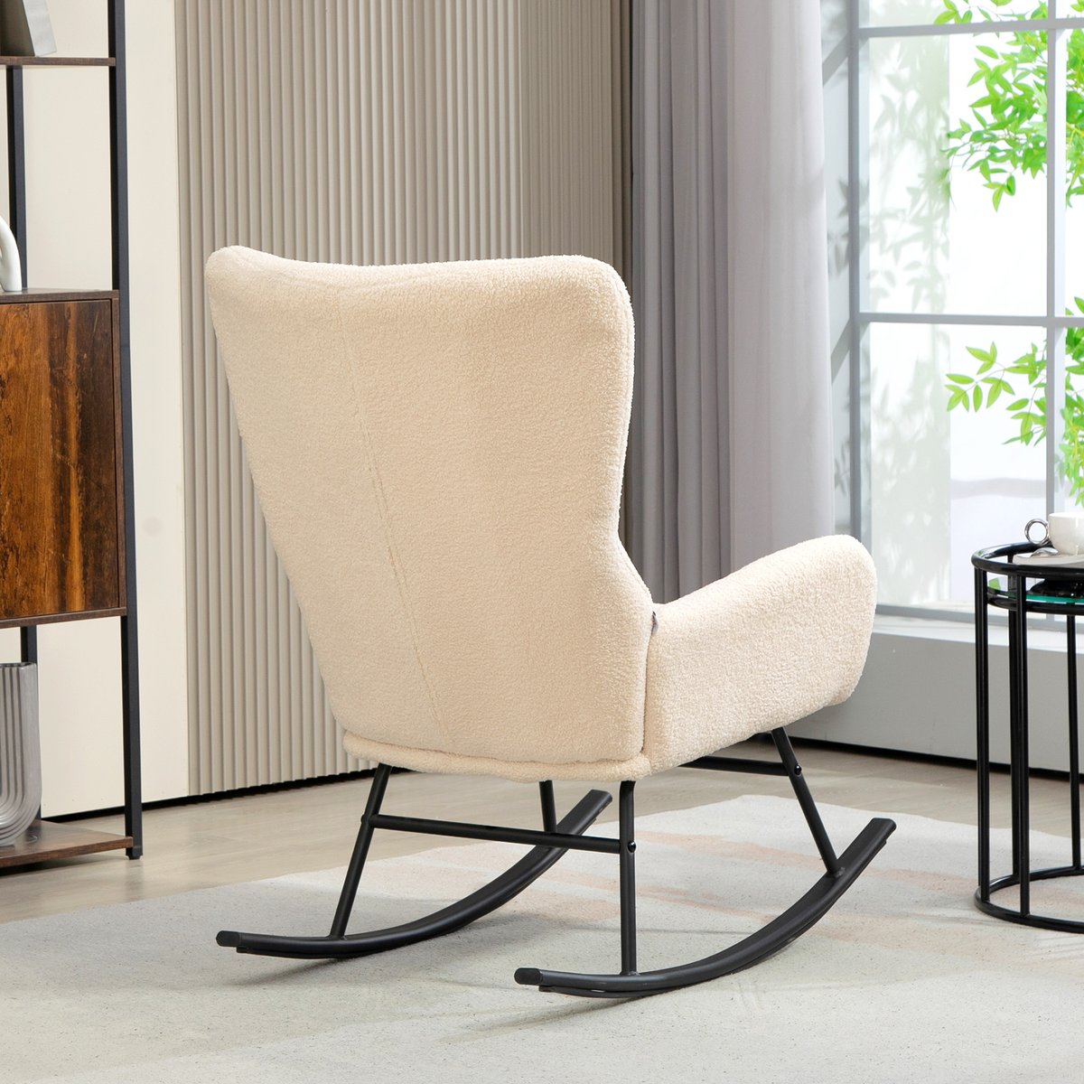 Fauteuil à bascule Polyester Beige beige, HOMCOM