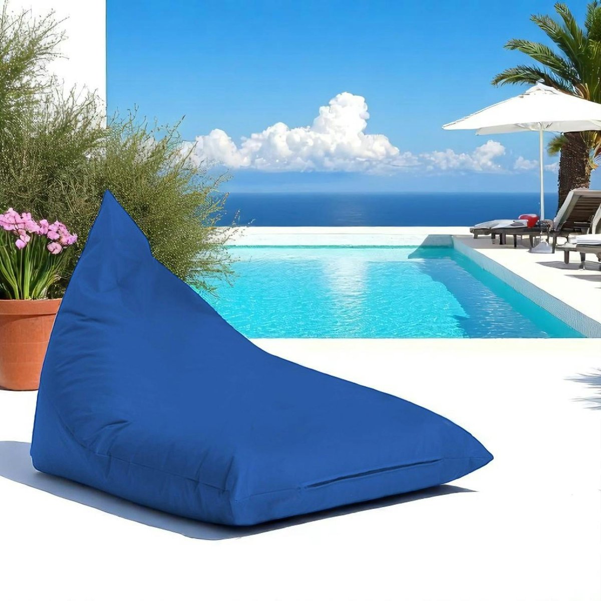 Pouf berlingot pour jardin et terrasse ARTA bleu, PIER IMPORT