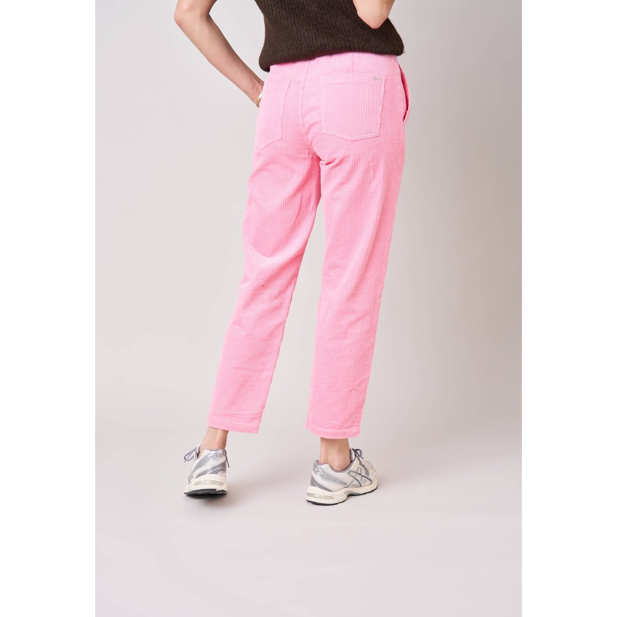 Pantalon carotte femme en 100% coton velours côtelé WENDELI rose, DEELUXE