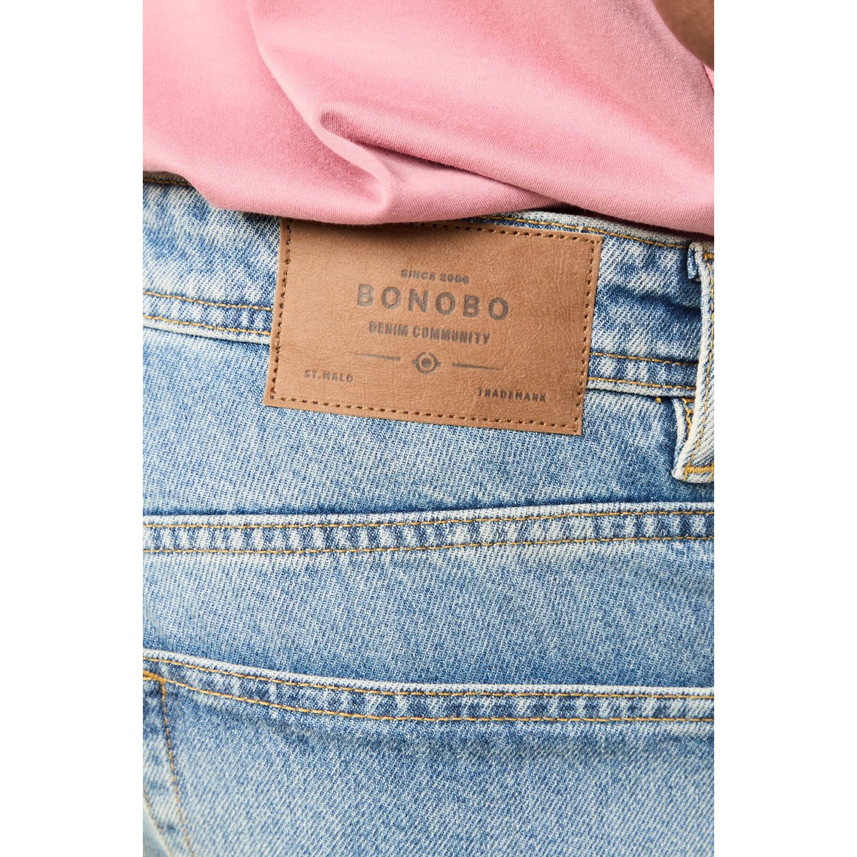 Jeans straight longueur 32 en coton denim stone, BONOBO