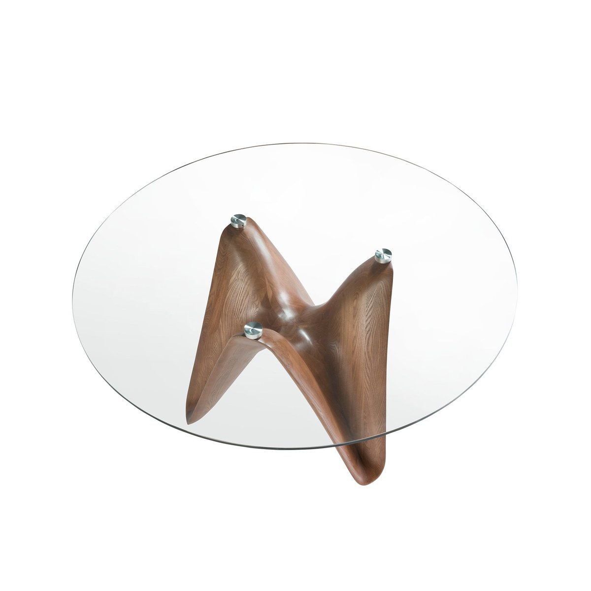 Table à manger ronde verre trempé et noyer verre | noyer, ANGEL CERDA