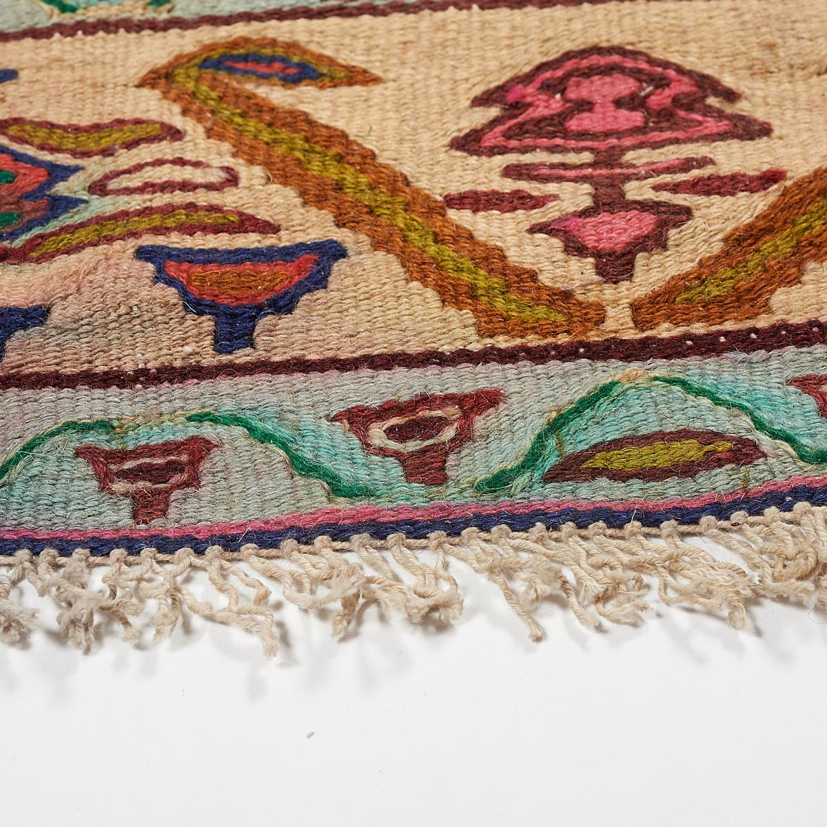 Authentique tapis d'Orient kilim fait main en laine SENNEH multicolore, UN AMOUR DE TAPIS