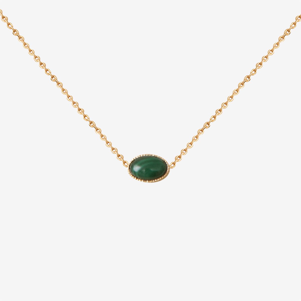 Collier doré malachite - cab ovale malachite vert, CAROLINE NAJMAN