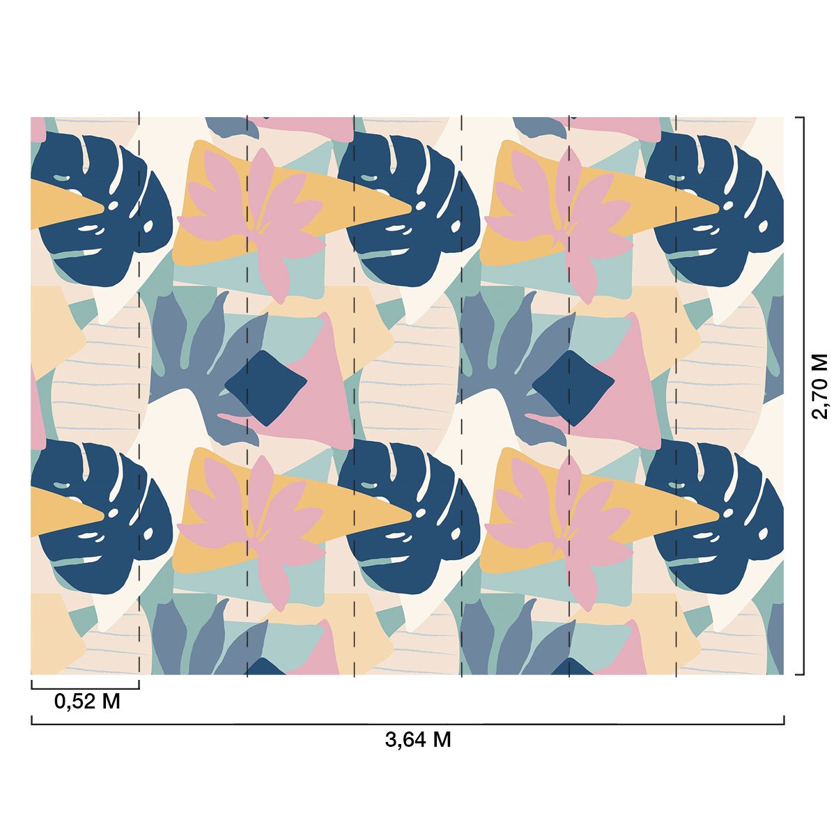 Papier peint monstera pastel intissé, HEXOA