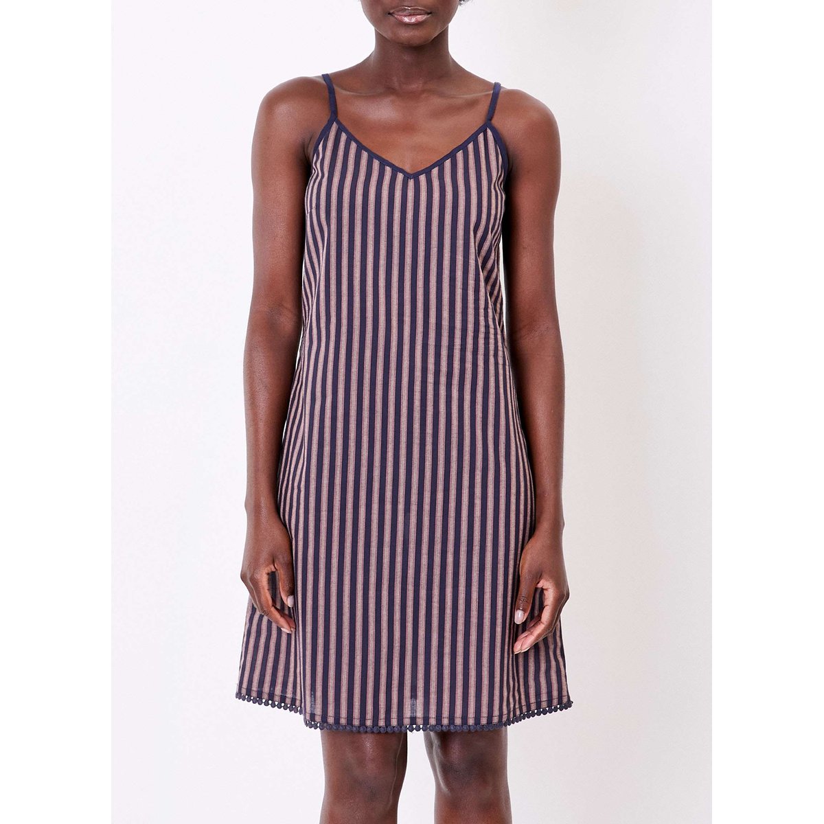 Robe voile de coton bio fines bretelles IONA bleu navy, LA FIANCÉE